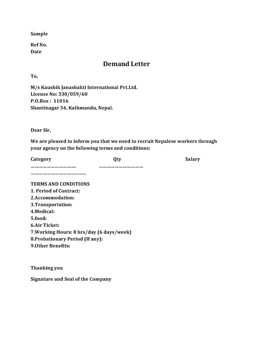 Demand Letter